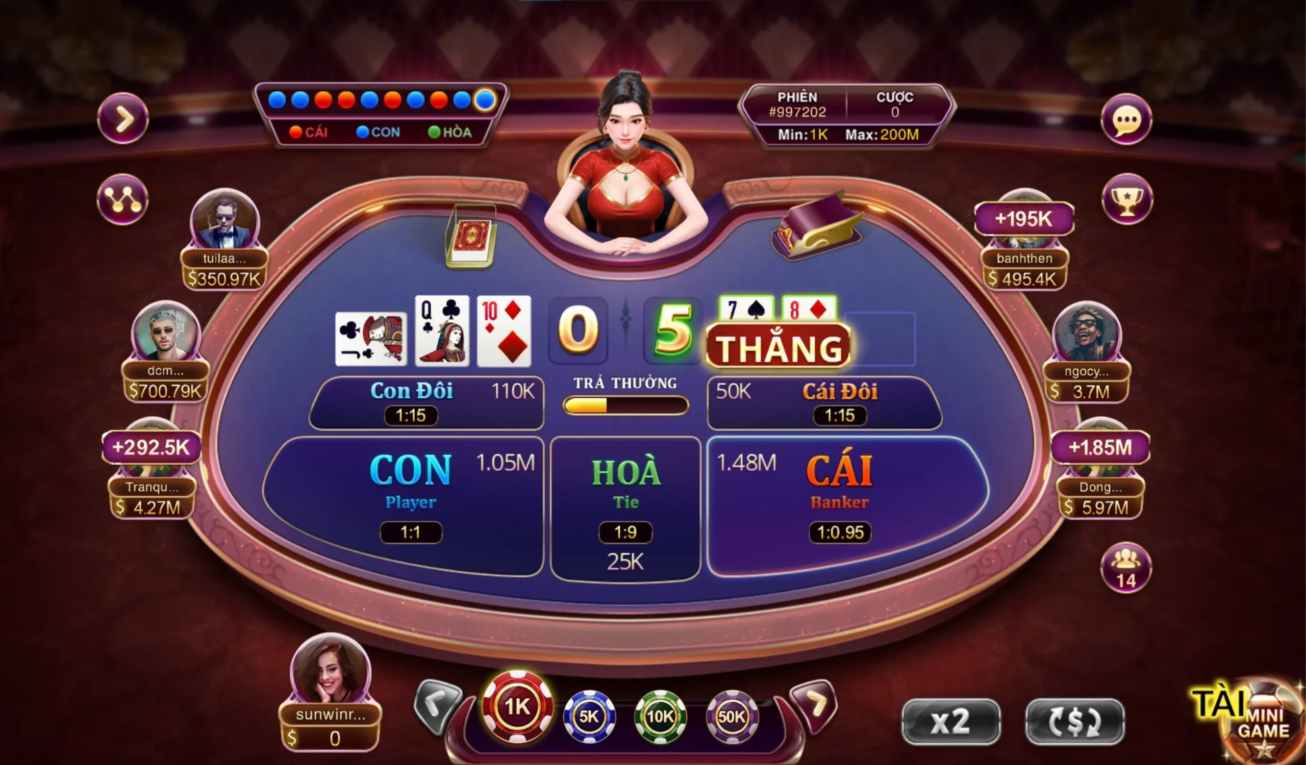 Ảnh minh họa sòng Baccarat kim tài Sunwin 