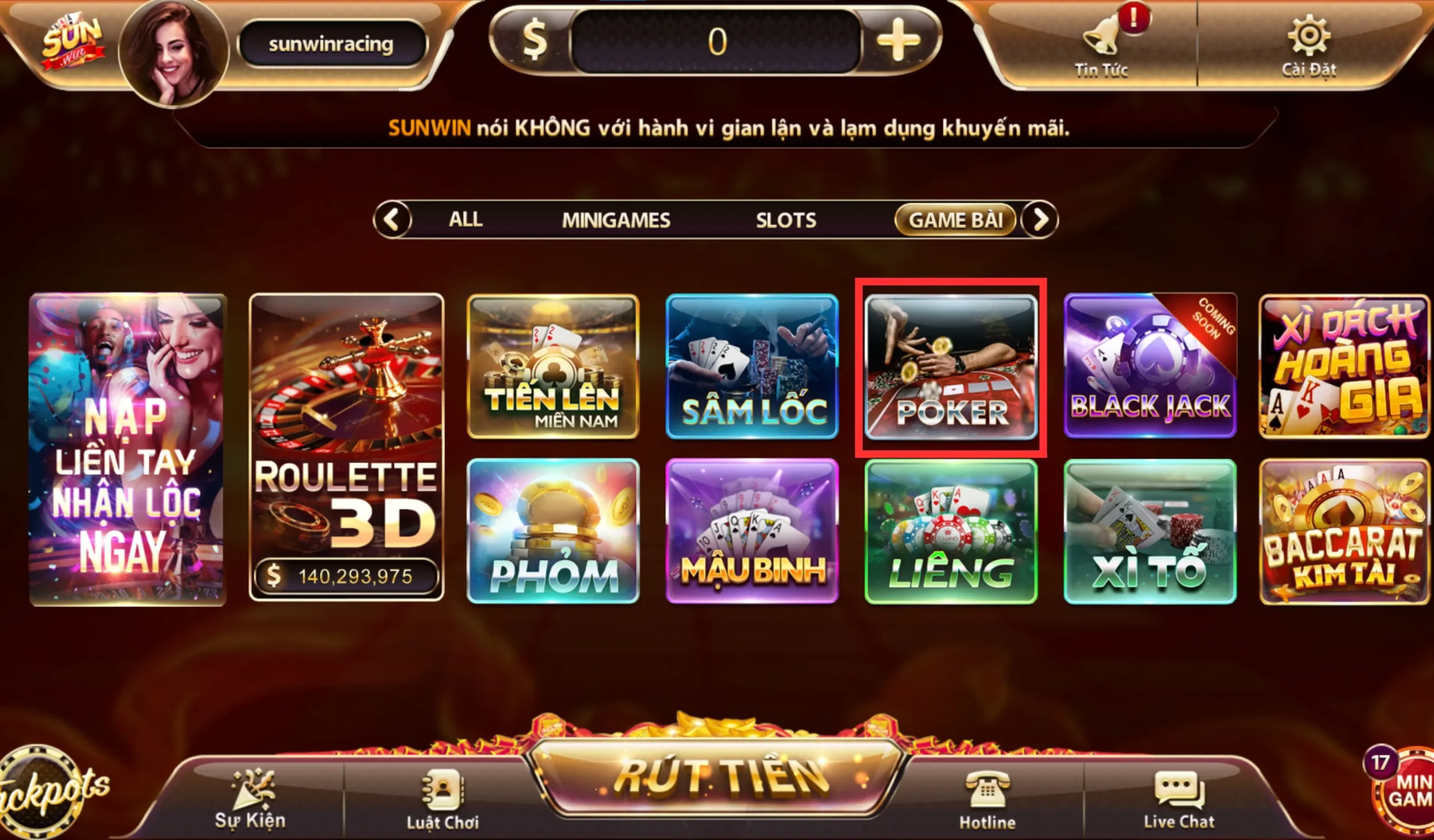 Poker là một trong những tựa game được yêu thích nhất tại Sunwin